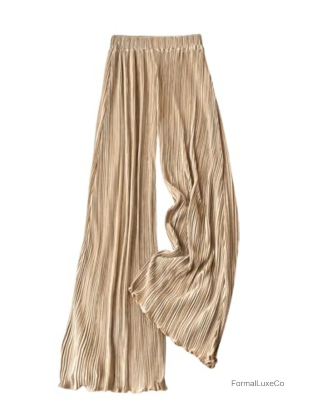 GORGLITTER Silky Satin Wide Leg Palazzo Pleated High Waist Pull On Pants